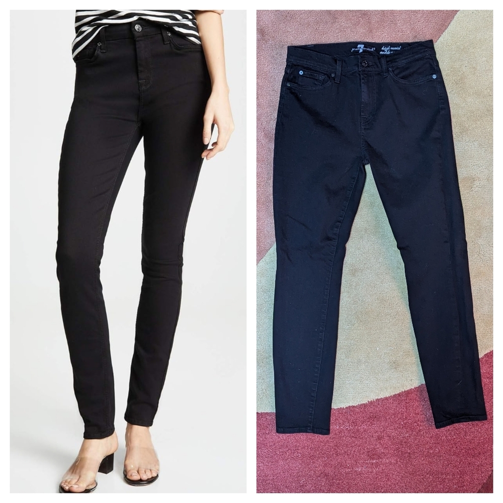 7 For All Mankind Black Ankle Skinny Jeans